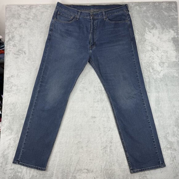 Levis 505 Mens Regular Fit Straight Leg Stretch Denim Jeans Blue Casual 40x32 - Picture 2 of 9